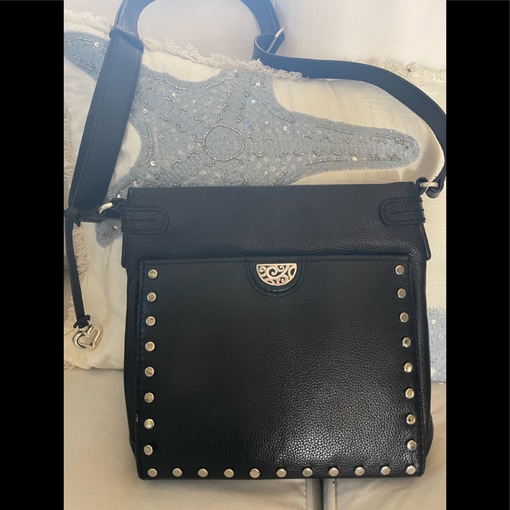 Brighton Royce Crossbody Organizer. Black leather.